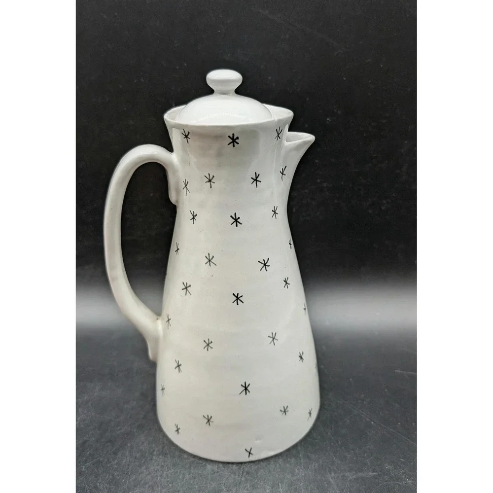 Vintage Raymor Italy Mid Century Modern Starburst Ceramic Coffee Pot Pitcher Lid